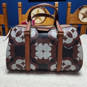✨NWT✨ Kate Spade Brown and Black Flower Monogram Satchel with Crossbody Strap